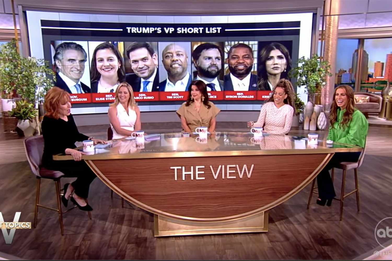 'The View' cohosts Joy Behar, Sara Haines, Ana Navarro, Sunny Hostin, and Alyssa Farah Griffin