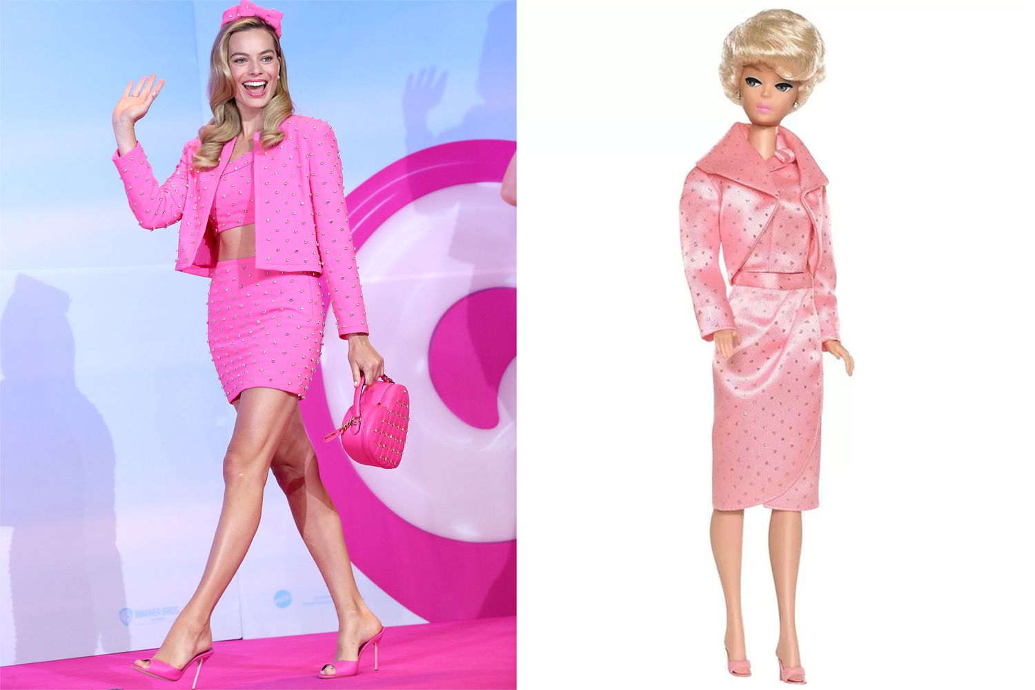 Margot Robbie dressed as Barbie Premieres