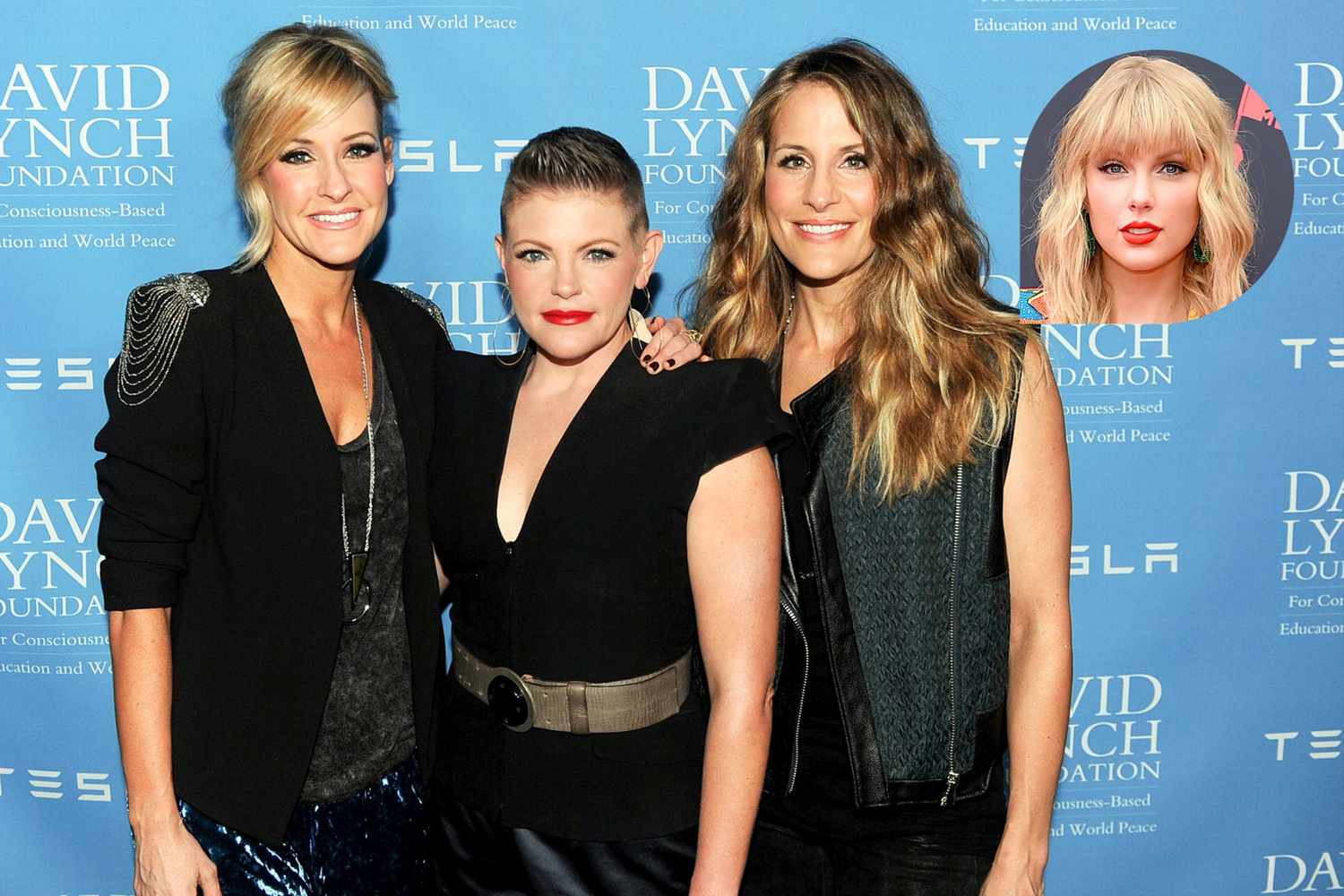 BEVERLY HILLS, CA - FEBRUARY 27: (L-R) Musicians Martie Maguire, Natalie Maines and Emily Robison of the Dixie Chicks arrive at the David Lynch Foundation Gala Honoring Rick Rubin at the Beverly Wilshire Hotel on February 27, 2014 in Beverly Hills, California. (Photo by Kevin Winter/Getty Images) NEWARK, NEW JERSEY - AUGUST 26: Taylor Swift attends the 2019 MTV Video Music Awards at Prudential Center on August 26, 2019 in Newark, New Jersey. (Photo by Jamie McCarthy/Getty Images for MTV)