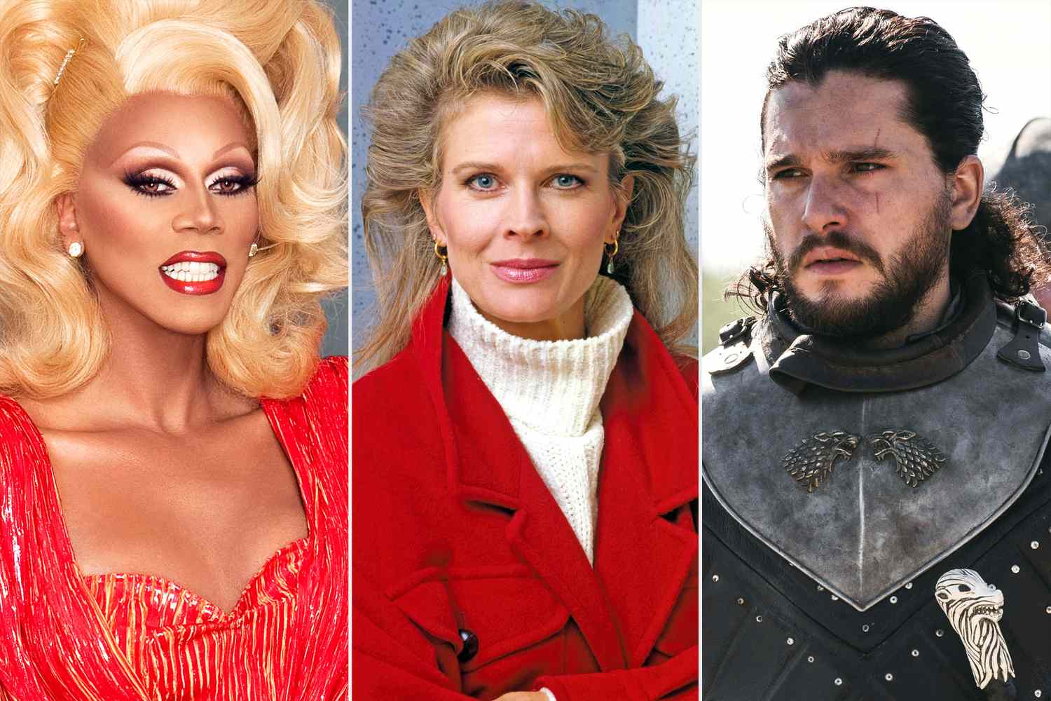 RuPaul on 'RuPaul's Drag Race'; Candice Bergen on 'Murphy Brown'; Kit Harington on 'Game of Thrones'