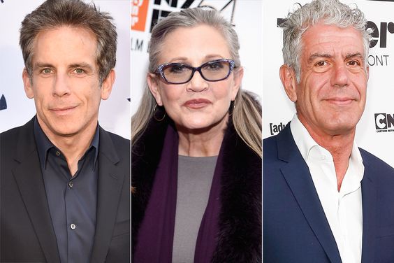 Ben Stiller, Carrie Fisher and Anthony Bourdain