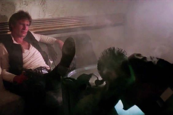 Harrison Ford as Han Solo in the infamous "Han shot first" scene from 'Star Wars'