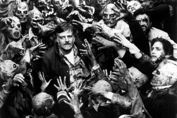 DAY OF THE DEAD, Director George A. Romero and zombies on set, 1985. (c) United Film/ Courtesy: Ever