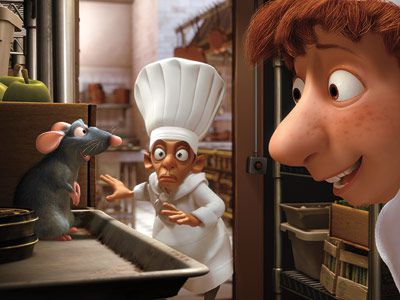 Ratatouille | RATATOUILLE (2007) Director Brad Bird returns for a delectable, foodie romp through Paris from a gourmand rat's point of view. Ratatouille , named after the