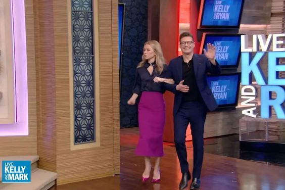 Kelly Ripa and Ryan Seacrest on 'Live With Kelly & Mark'