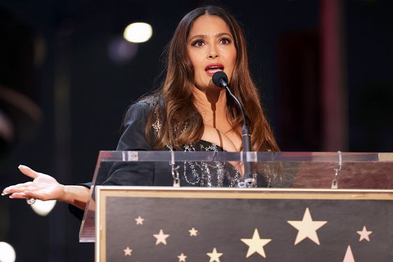 Salma Hayek Pinault attends the Hollywood Walk of Fame Star Ceremony for Salma Hayek Pinault on November 19, 2021 in Los Angeles, California.