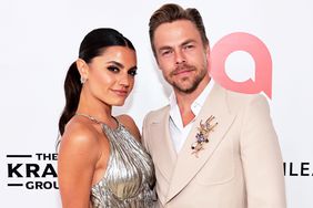 Hayley Erbert and Derek Hough attend Elton John AIDS Foundation's 30th Annual Academy Awards Viewing Party on March 27, 2022 in West Hollywood, California.