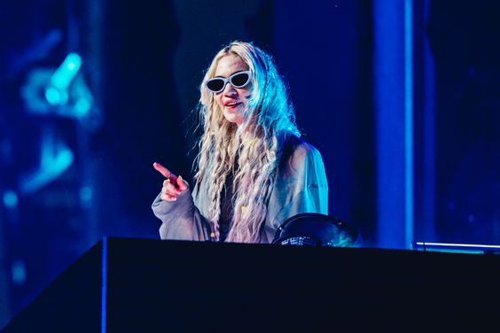 Grimes performs at the Sahara Stage at the 2024 Coachella Valley 