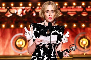 Sarah Paulson accepts the Best Leading Actress in a Play award for "Appropriate" onstage during The 77th Annual Tony Awards at David H. Koch Theater at Lincoln Center on June 16, 2024 in New York City.