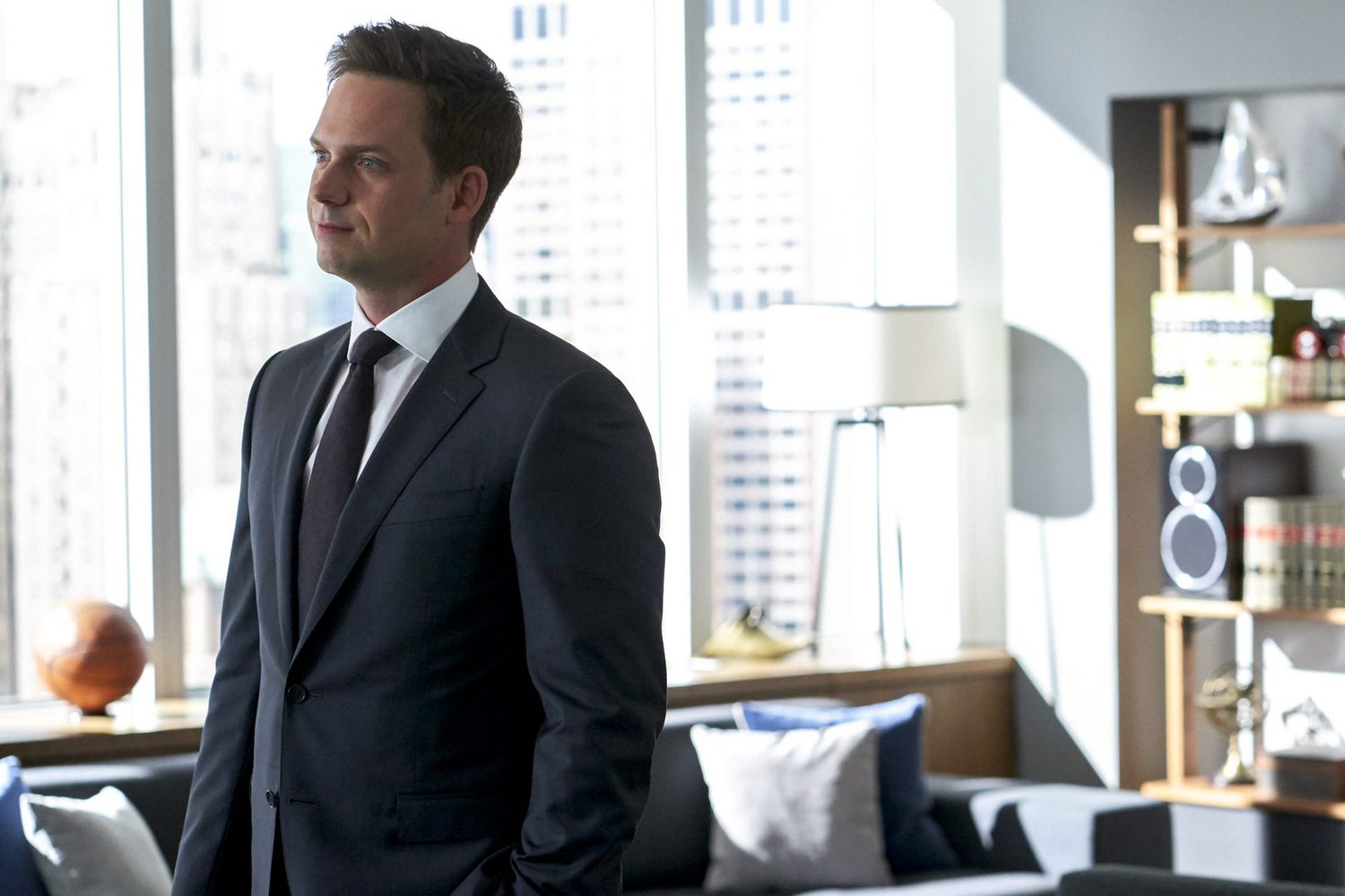 SUITS -- "If the Shoe Fits" Episode 905 -- Pictured: Patrick J. Adams -- (Photo by: Shane Mahood/USA Network)