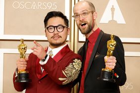 Daniel Kwan and Daniel Scheinert, Best Director and Best Picture Oscar winners for 'Everything Everywhere All at Once,' pose in the press room during the 95th Annual Academy Awards