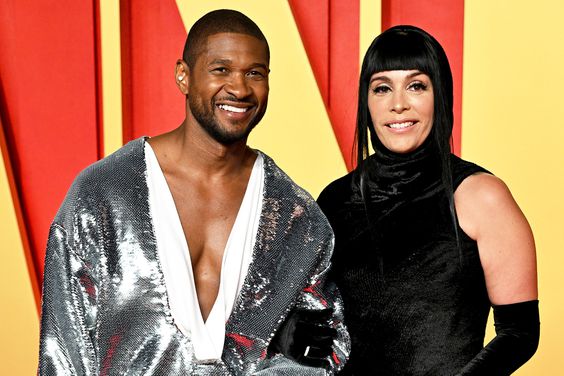 Usher and Jennifer Goicoechea attend the 2024 Vanity Fair Oscar Party Hosted By Radhika Jones at Wallis Annenberg Center for the Performing Arts on March 10, 2024 in Beverly Hills, California.