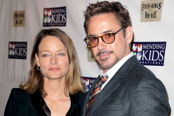 Actress Jodie Foster and actor Robert Downey, Jr. attend Mending Kids International celebrity poker tournament at The London Hotel on December 1, 2012 in West Hollywood, California.