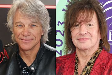 Jon Bon Jovi of Bon Jovi visits Planet Rock radio studios at The Lantern on May 30, 2024 in London, England. , Richie Sambora at the Breeders' Cup World Championships 40th Anniversary held at Santa Anita Race Track on November 4, 2023 in Los Angeles, California.