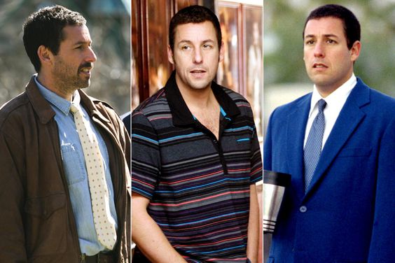 (Left to right) Adam Sandler and Ben Stiller in Director Noah Baumbach's THE MEYEROWITZ STORIES (NEW AND SELECTED) to be released by Netflix. FUNNY PEOPLE, from left: Adam Sandler, Seth Rogen, 2009. Ph: Tracy Bennett/&copy;Universal/courtesy Everett Collection PUNCH-DRUNK LOVE, Adam Sandler, 2002, (c) Columbia/courtesy Everett Collection