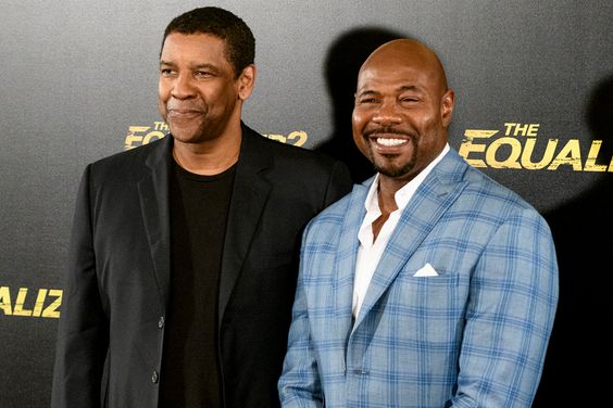 Director Antoine Fuqua and actor Denzel Washington attend 'The Equalizer 2' photocall at the Villamagna Hotel on August 7, 2018 in Madrid, Spain.