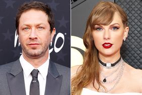 Ebon Moss-Bachrach attends the 29th Annual Critics Choice Awards at Barker Hangar on January 14, 2024 in Santa Monica, California; Taylor Swift attends the 66th GRAMMY Awards at Crypto.com Arena on February 04, 2024 in Los Angeles, California.
