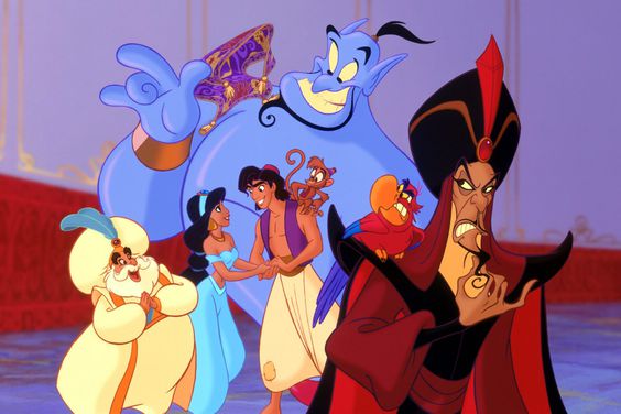 ALADDIN, Sultan, Genie, Jasmine, Aladdin, Abu, Iago, Jafar, 1992. (c) Buena Vista Pictures/ Courtesy