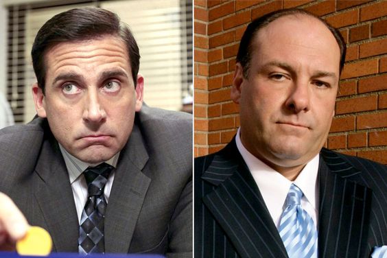 james gandolfini in the sopranos with steve carell on the office