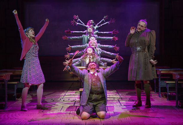 Roald Dahl's arch story about a telekinetic bookworm springs to joyous life in an ingeniously staged musical led by talented child actors who thankfully never