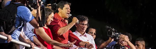 Em discurso da vit�ria, Fernando Haddad agradece a Lula e a Dilma em S�o Paulo