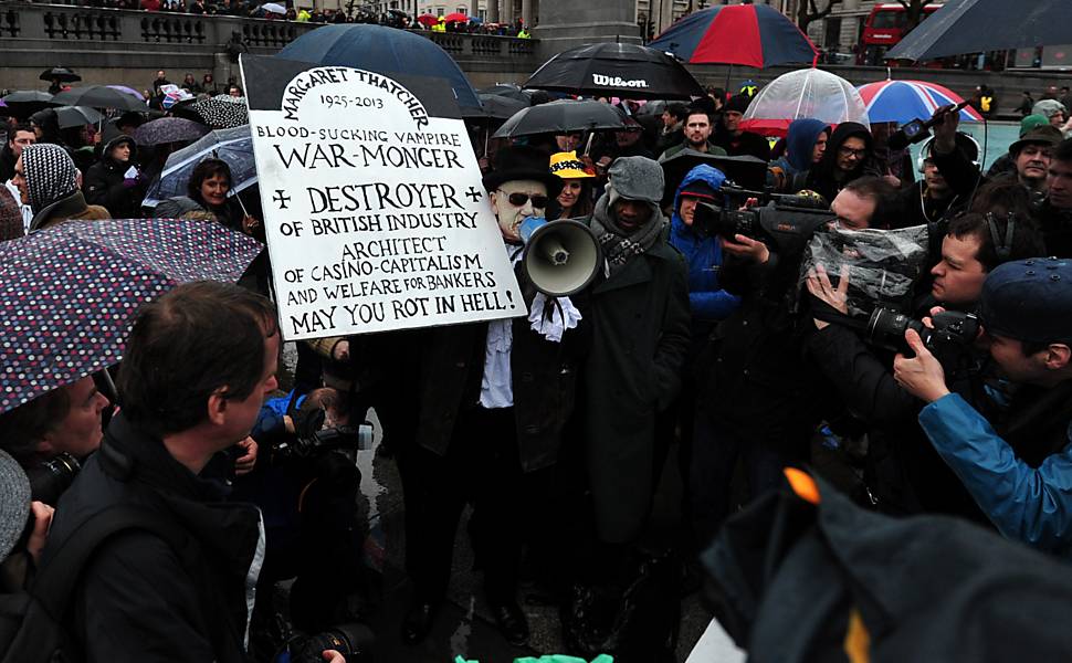 Protesto contra contra o legado de Margaret Thatcher