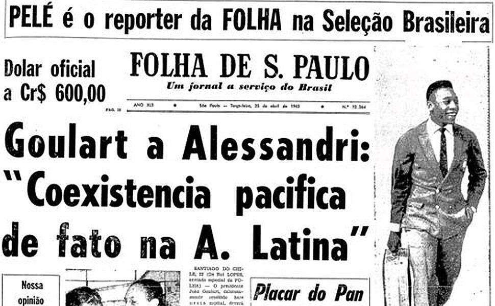 Pelé, repórter da Folha na seleção brasileira