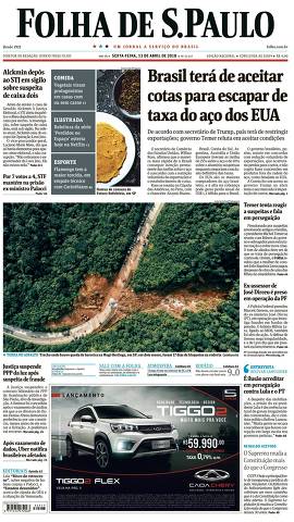 Capa da Edição Nacional da Folha