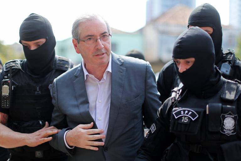 O ex-presidente da Câmara dos Deputados Eduardo Cunha, ao ser preso em 2017