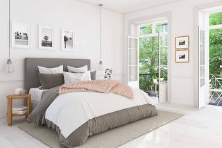 new modern bedroom in a apartment. 3d rendering