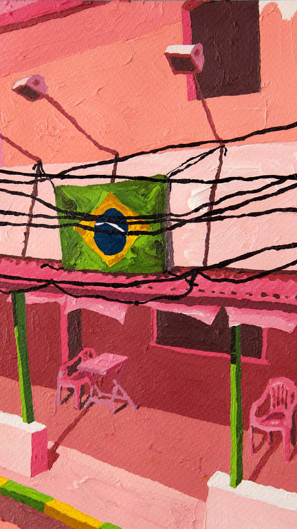 fachada de bar com bandeira