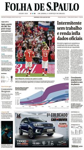 Capa da Edição Nacional da Folha