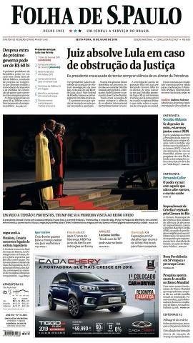 Capa da Edição Nacional da Folha