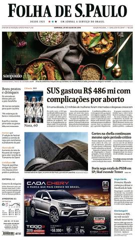 Capa da Edição Nacional da Folha