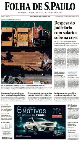 Capa da Edição Nacional da Folha