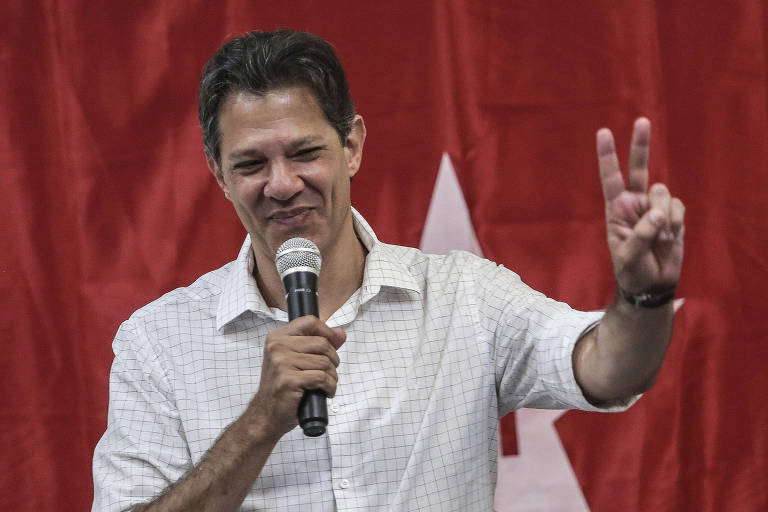 O presidenciável Fernando Haddad (PT) durante evento na sede do partido, em São Paulo