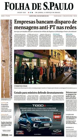 Capa da Edição Nacional da Folha