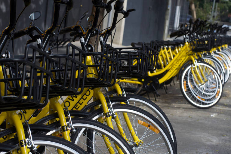 Bicicletas da startup Yellow, que foi criada no ano passado e segue modelo de aluguel sem estações fixas 