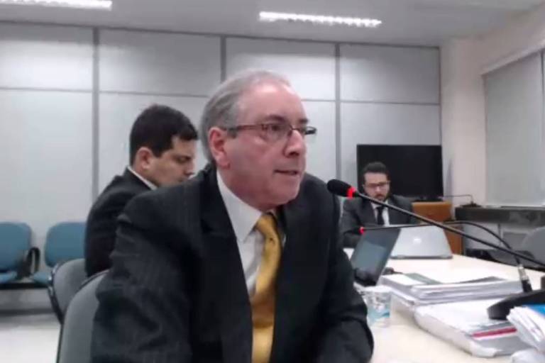 O ex-deputado Eduardo Cunha, durante audiência com Sergio Moro no dia 31.out.18