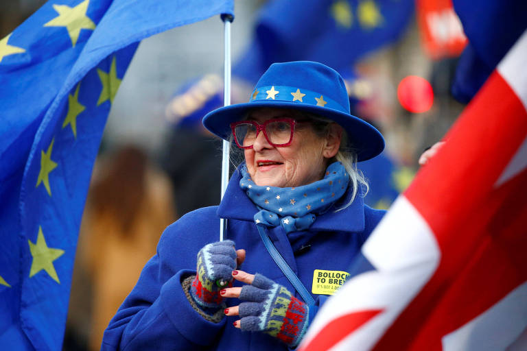 Manifestante protesta contra o 'brexit' em Londres