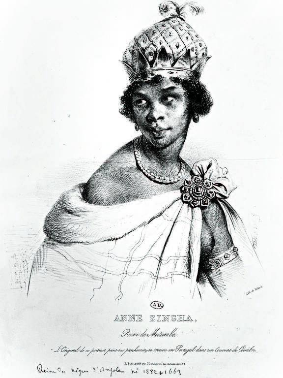 Ilustração da personagem e monarca Jinga de Angola