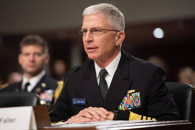 O chefe do Comando Sul dos EUA, almirante Craig Faller, durante fala no Congresso