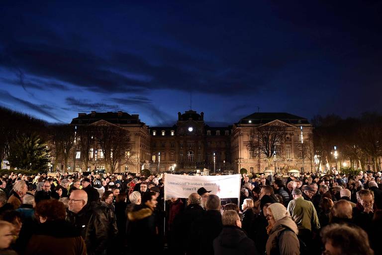 Manifestações na França contra o antissemitismo em fev.2019