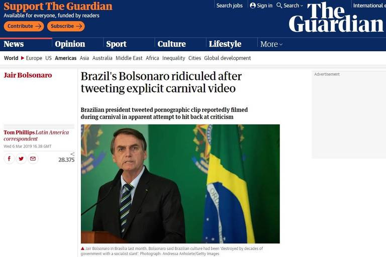 Imprensa internacional repercute posts obscenos de Bolsonaro