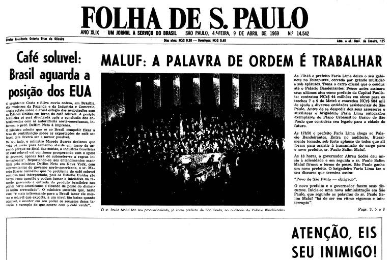 1969: Maluf assume a prefeitura e fala sobre combate à ideologia marxista