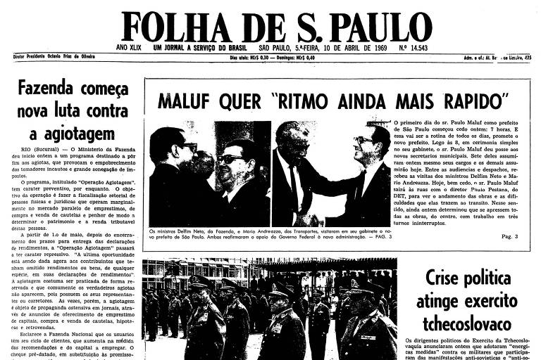 1969: Em seu primeiro ato na prefeitura, Paulo Maluf dá posse a secretários