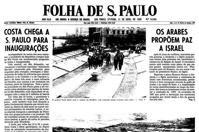 1969: Nos EUA, líderes da Jordânia e Egito apresentam plano de paz no Oriente