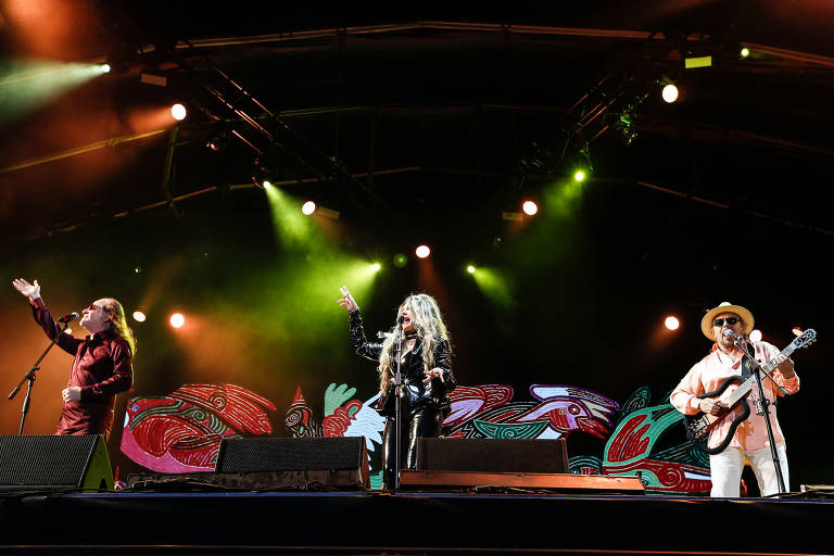 Durante a apresentação do show "Grande Encontro" com Elba Ramalho, Alceu valenca e Geraldo Azevedo no Rock in Rio 2017