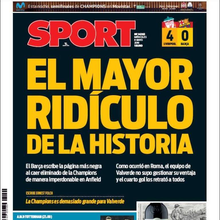 Capas esportivas dos jornais europeus nesta quarta (8)