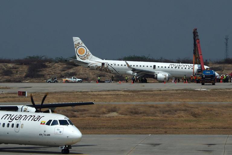 Com 89 a bordo, aeronave da Embraer pousa em Mianmar sem rodas dianteiras